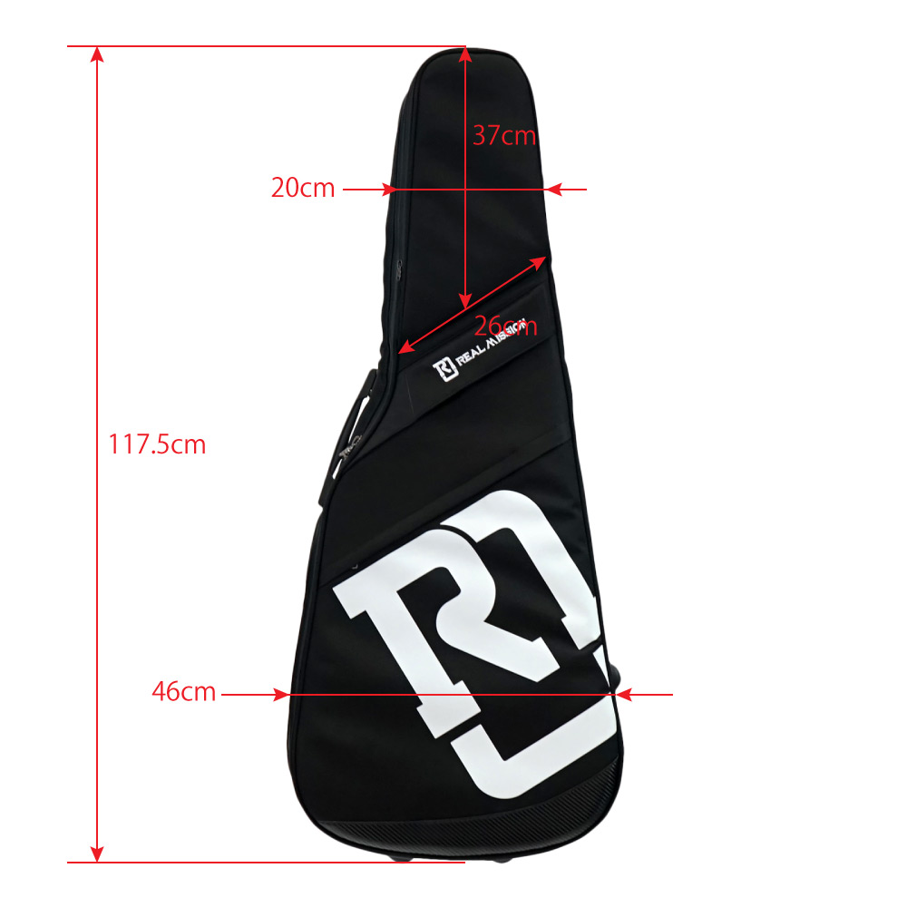 REAL MISSION(リアルミッション) Venus07-D Black 防水 アコースティックギター ケース・ギグケース・アコギケース 外寸・サイズ詳細