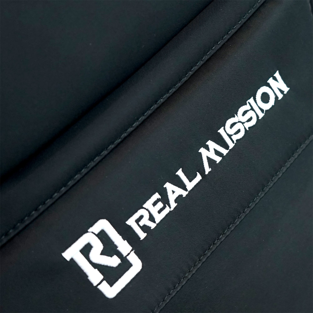 REAL MISSION(リアルミッション) Venus07-D Black 防水 アコースティックギター ケース・ギグケース・アコギケース 正面・ロゴ拡大