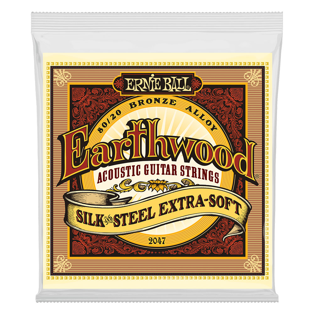 ERNIE BALL 2047 Earthwood Silk ＆ Steel Extra Soft 80/20 Bronze 10-50 Gauge アコースティックギター弦