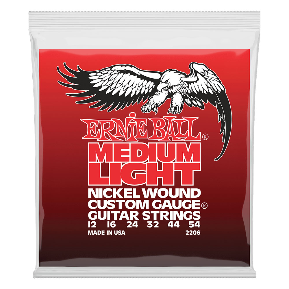 ERNIE BALL 2206 Medium Light Nickel Wound w/ wound G 12-54 Gauge エレキギター弦