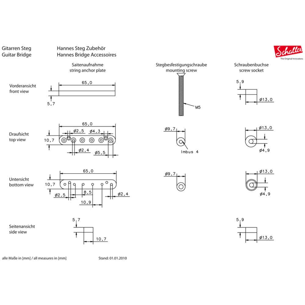 SCHALLER ( シャーラー ) 3D-6 Black　ギター　ブリッジ SCHALLER ( シャーラー ) 3D-6 Black ギター ブリッジ