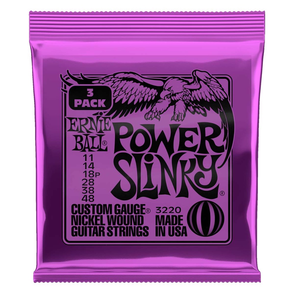 ERNIE BALL 3220 Power Slinky Nickel Wound 3 Pack 11-48 Gauge エレキギター弦