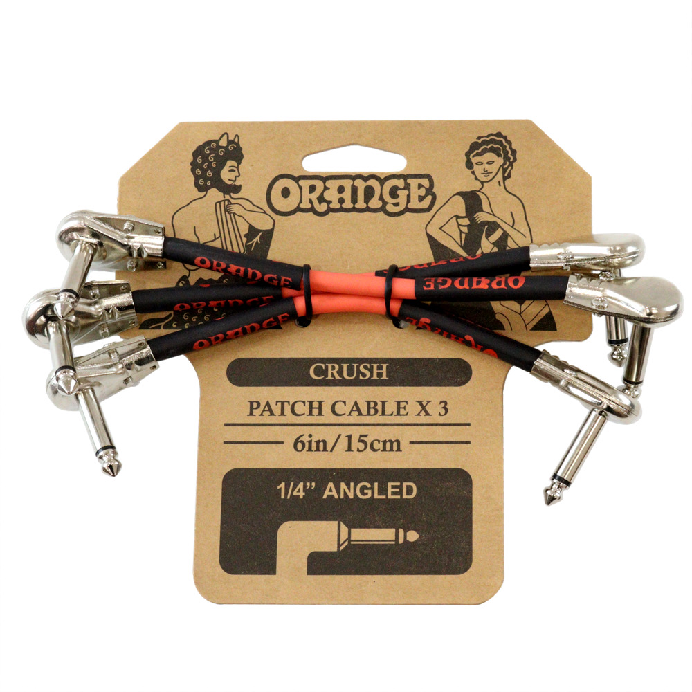 ORANGE CRUSH Patch Cable 3-Pack 6inch 15cm 1/4" Angled CA038 パッチケーブル 3本セット