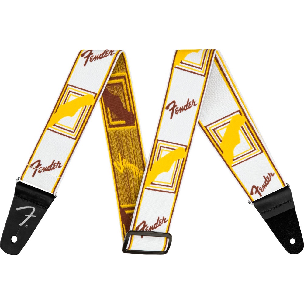 Fender Weighless Monogram Strap White/Brown/Yellow ギターストラップ
