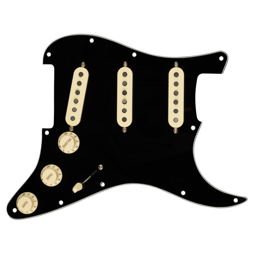 Fender Pre-Wired Strat Pickguard Custom Shop Fat 50’s SSS Black 配線済み ピックアップセット