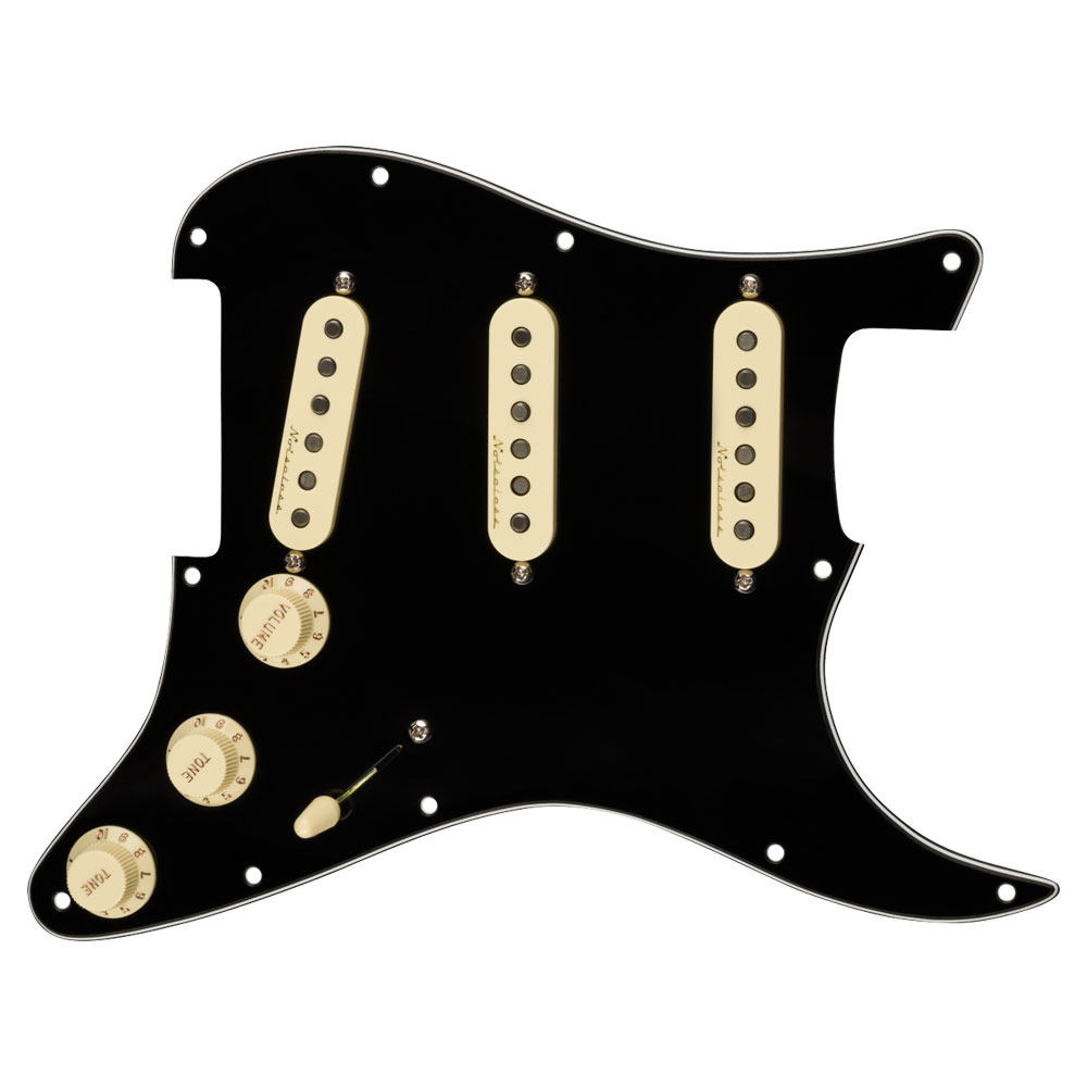 Fender Pre-Wired Strat Pickguard Vintage Noiseless SSS Black 配線済み ピックアップセット