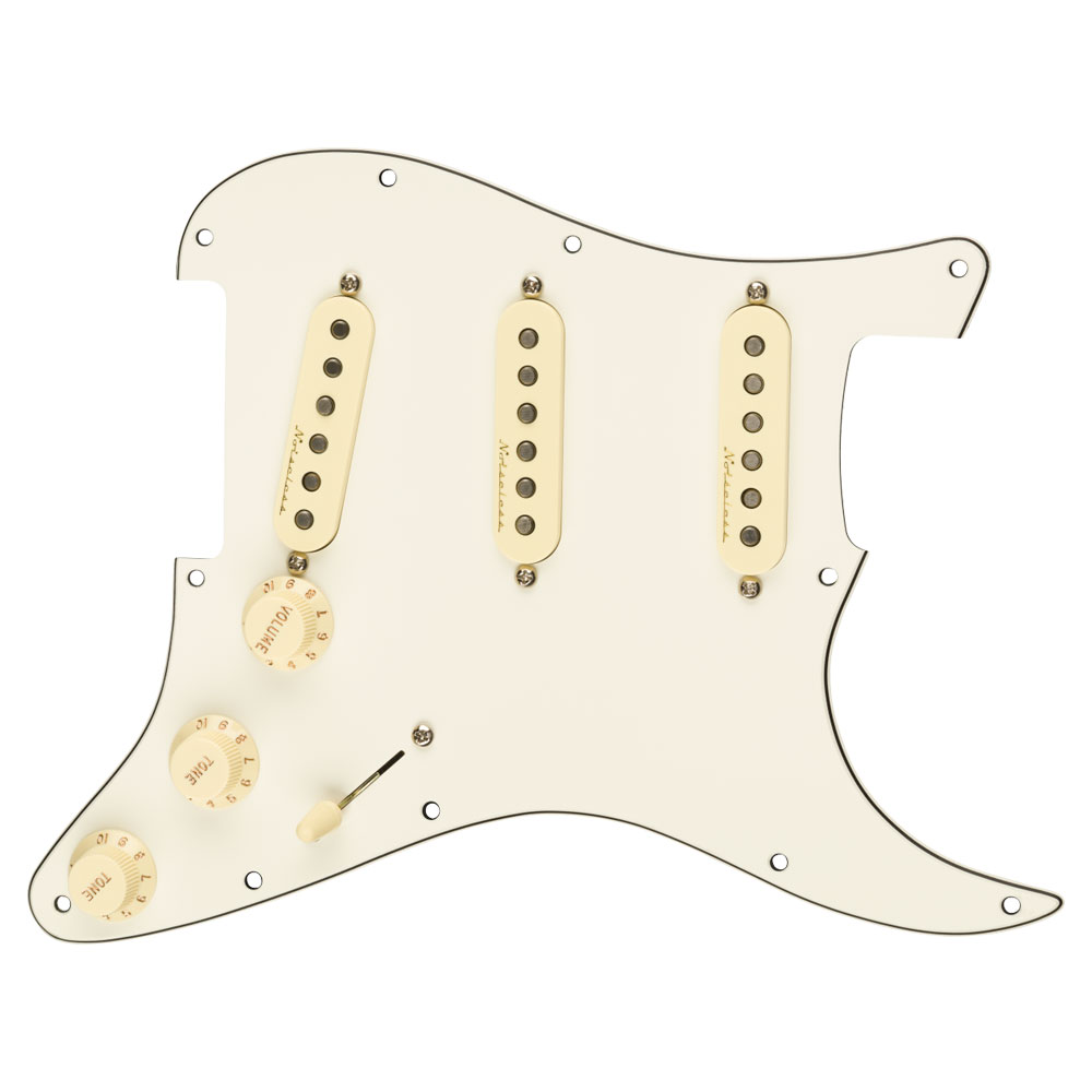 Fender Pre-Wired Strat Pickguard Vintage Noiseless SSS Parchment 配線済み ピックアップセット
