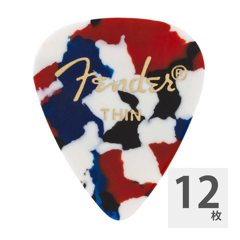 Fender 351 Shape Premium Thin Confetti ギターピック 12枚入り
