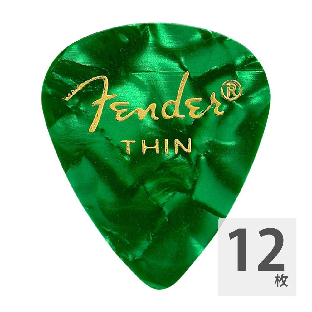 Fender 351 Shape Green Moto Thin ギターピック 12枚入り