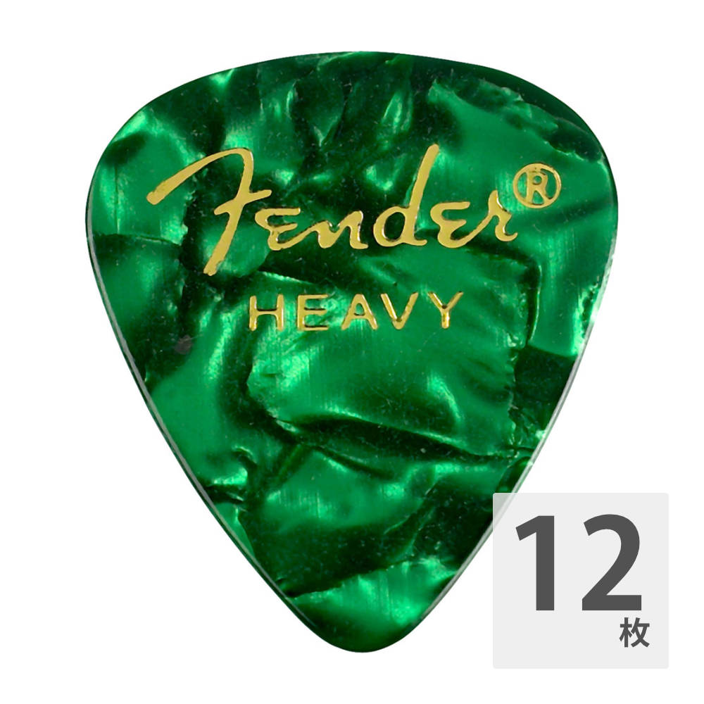 Fender 351 Shape Green Moto Heavy ギターピック 12枚入り