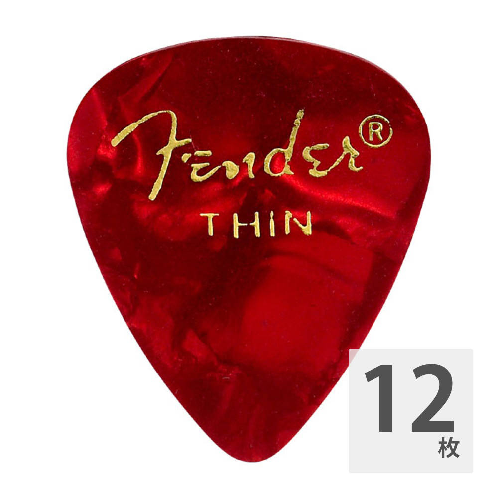 Fender 351 Shape Red Moto Thin ギターピック 12枚入り