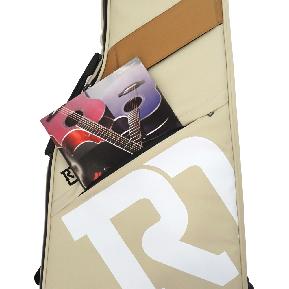 REAL MISSION（リアルミッション） Venus02-E Cream 防水 エレキギターケース・ギグケース 小物収納用のポケットを装備、A4サイズの楽譜なども収納可能