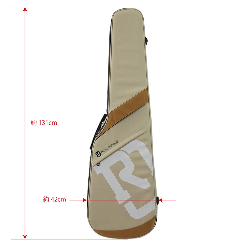 REAL MISSION(リアルミッション) Venus02-B Cream 防水 エレキベースケース・ギグケース 外寸・サイズ詳細