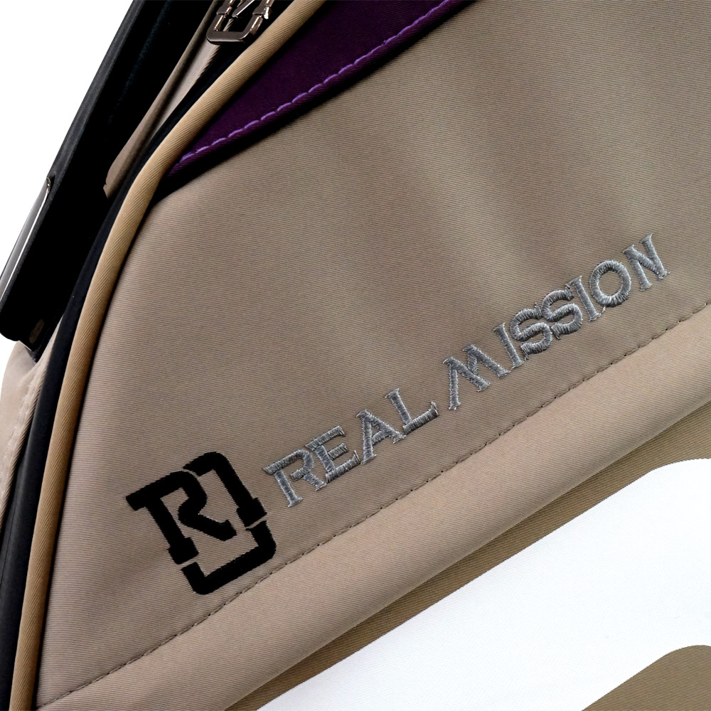 REAL MISSION（リアルミッション） Venus04-E Beige/Purple 防水 エレキギターケース・ギグケース 生地表面の質感・刺繍ロゴ