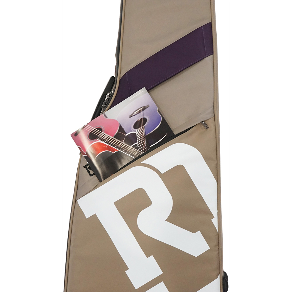 REAL MISSION(リアルミッション) Venus04-B Beige/Purple 防水 エレキベースケース・ギグケース 小物収納用のポケットを装備、A4サイズの楽譜なども収納可能