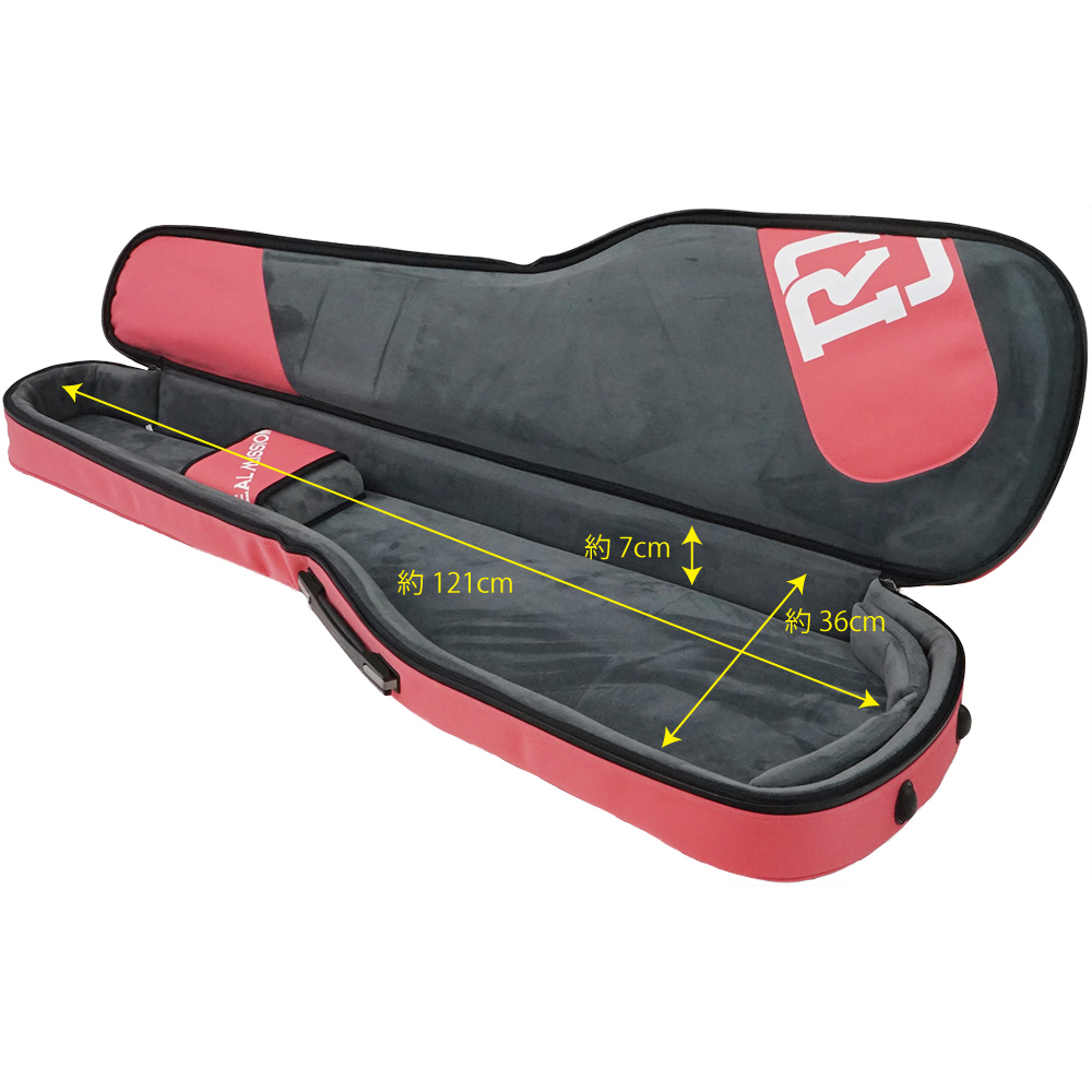 REAL MISSION(リアルミッション) Venus06-B Pink 防水 エレキベースケース・ギグケース 内部全体像・内寸・サイズ詳細