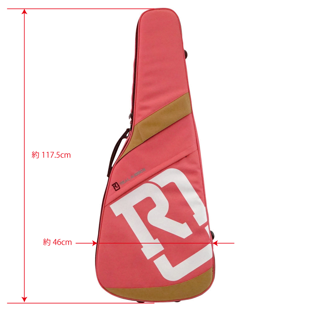 REAL MISSION（リアルミッション） Venus06-D Pink 防水 アコースティックギターケース・ギグケース・アコギケース 外寸・サイズ詳細