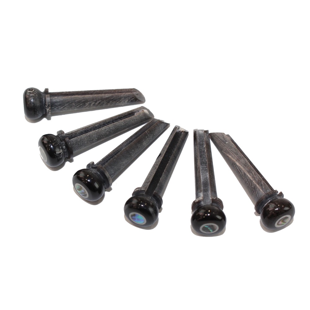 John Pearse JP-BHBP-PA Horn 6 Pin SET w/PEARL/ABALONE FrenchEye ブリッジピン セット ブリッジ裏面画像