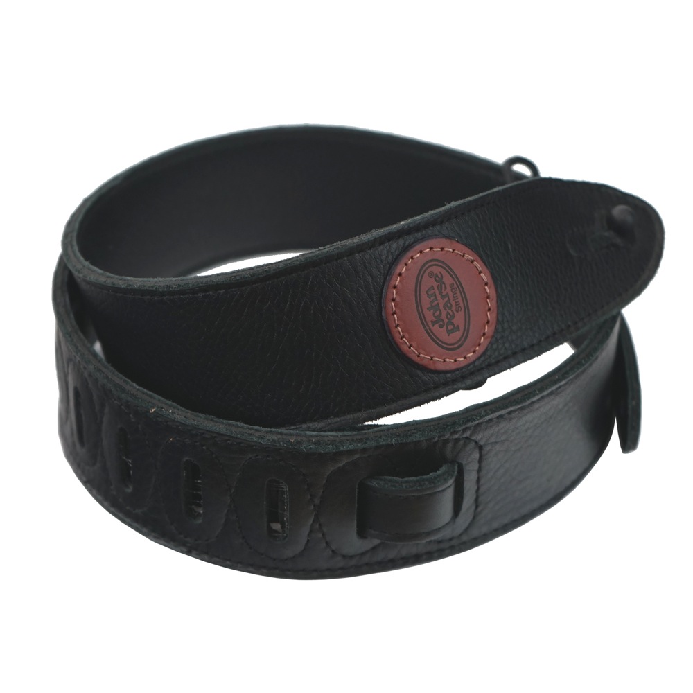 John Pearse JP-GSN01 New Black Leather ギターストラップ