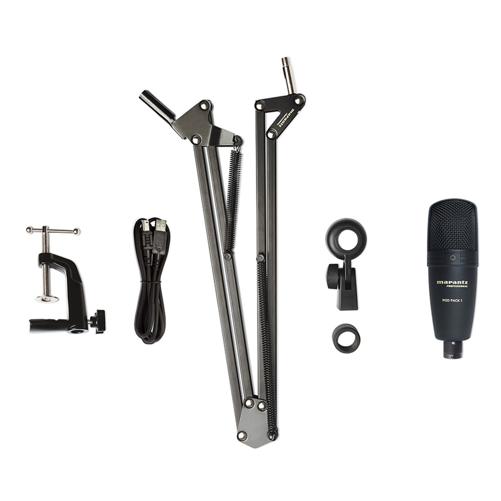 marantz Professional Pod Pack 1J USBコンデンサーマイク&ブームアームスタンド セット内容の画像