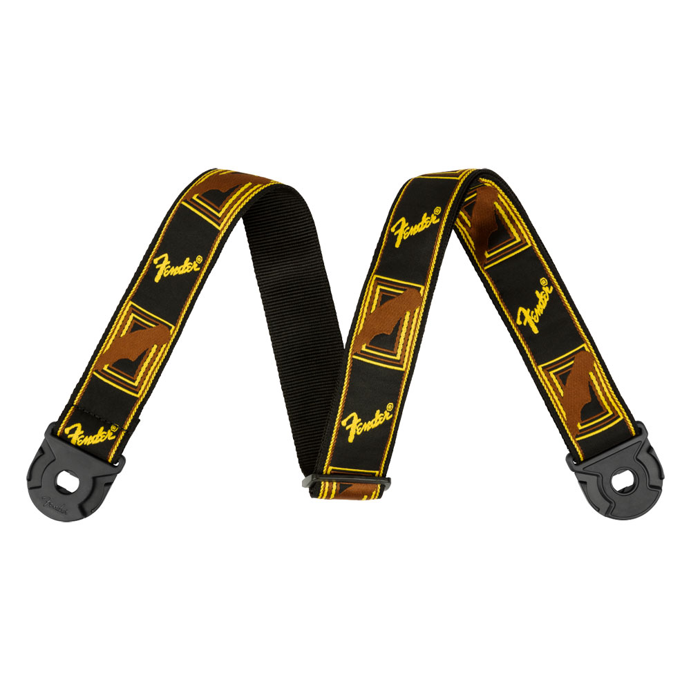 Fender Quick Grip Locking End Strap Black Yellow and Brown 2" ギターストラップ