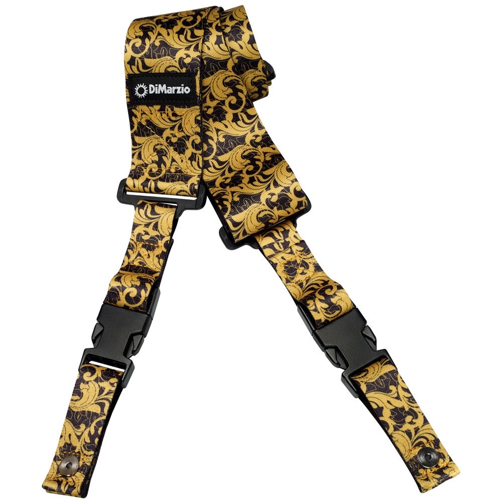 DiMarzio DD2250S Black&Gold UtoPIA Straps Steve Vai’s ClipLock ギターストラップ 正面の画像