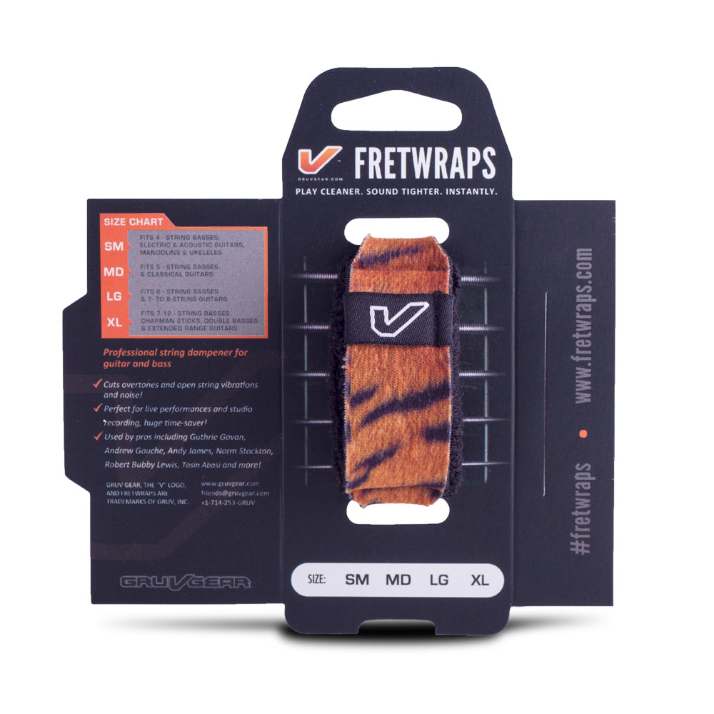 Gruv Gear FW-1PK-TIG-MD FretWraps Wild Tiger Prints 1-Pack ミディアム 5弦ベース/6弦クラシックギター用 フレットラップ