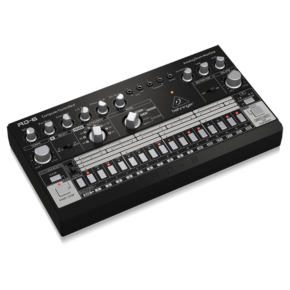 BEHRINGER RD-6-BK Rhythm Designer アナログリズムマシン ドラムマシン リズムデザイナー ベリンガー 斜めからのアングル画像