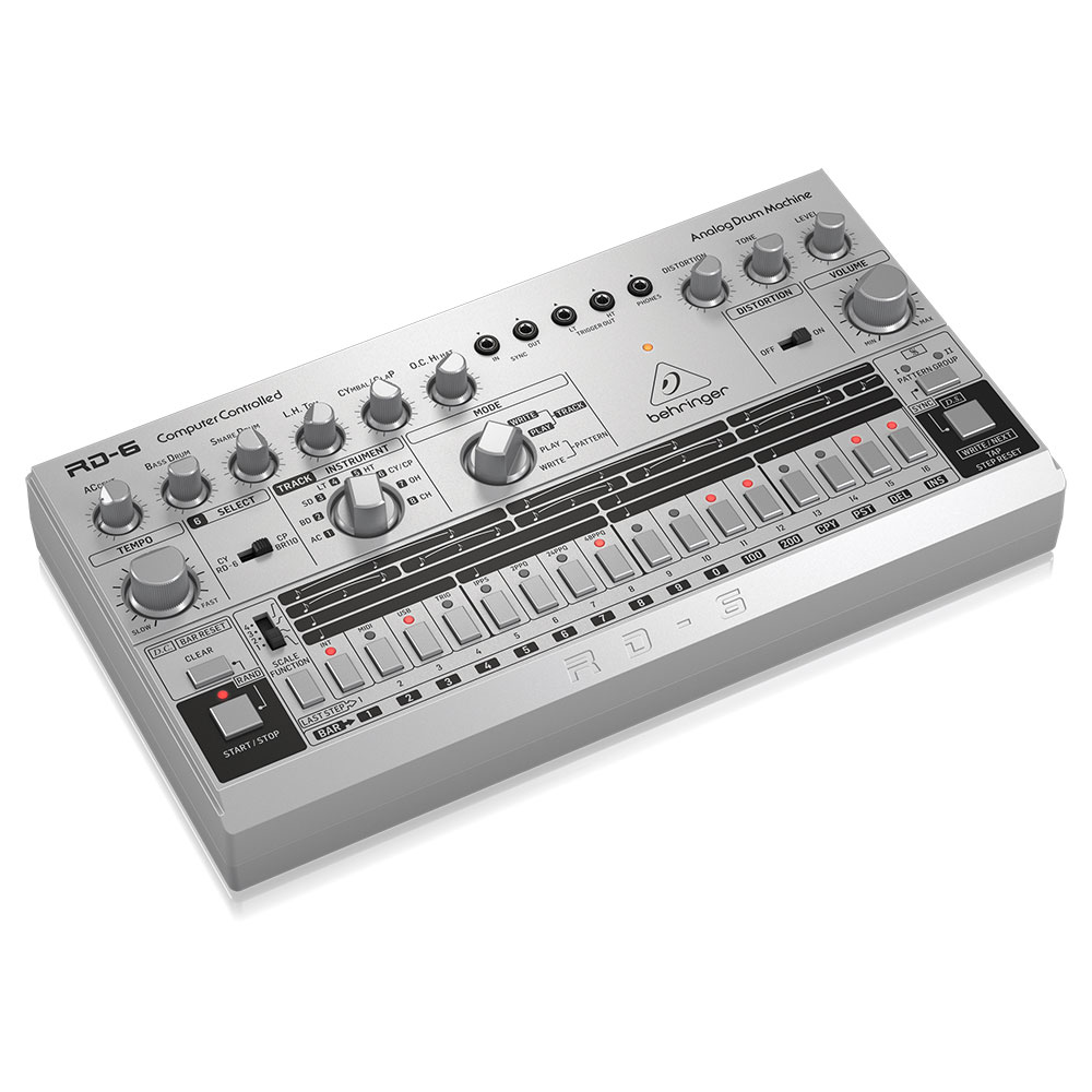 BEHRINGER RD-6-SR Rhythm Designer アナログリズムマシン ドラムマシン リズムデザイナー ベリンガー 斜めからのアングル画像