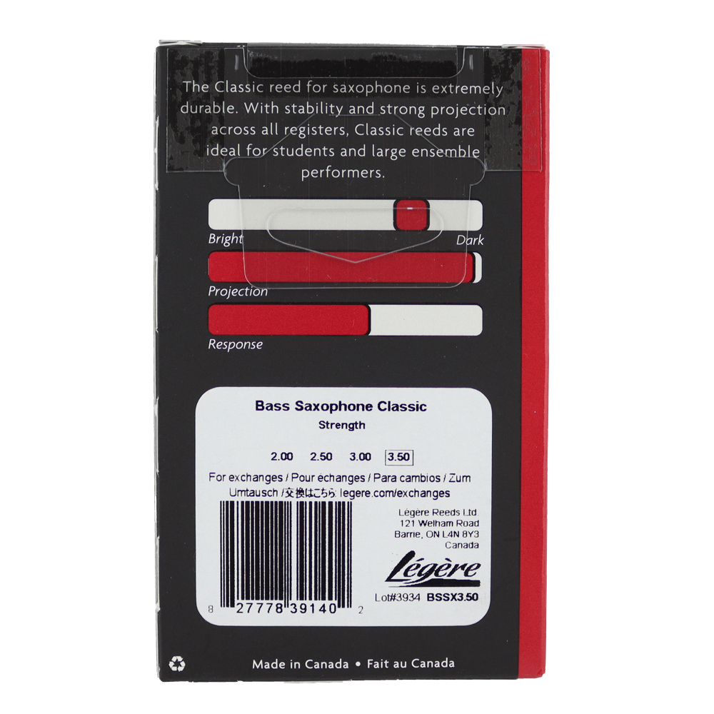 Legere BSSX3.50 Classic バスサックスリード [3 1/2] 本体裏画像