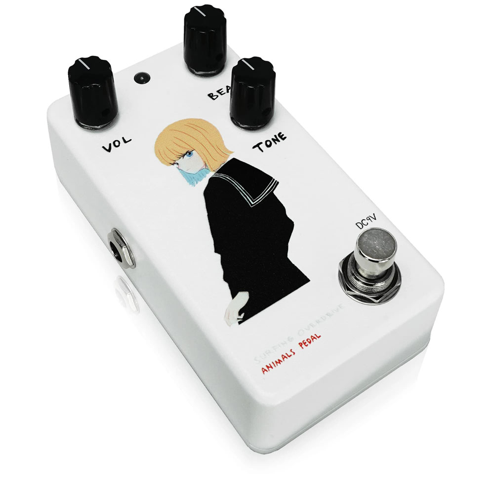 Animals Pedal Custom Illustrated 002 Surfing Bear Overdrive by 文 黒セーラー  White オーバードライブ ギターエフェクター