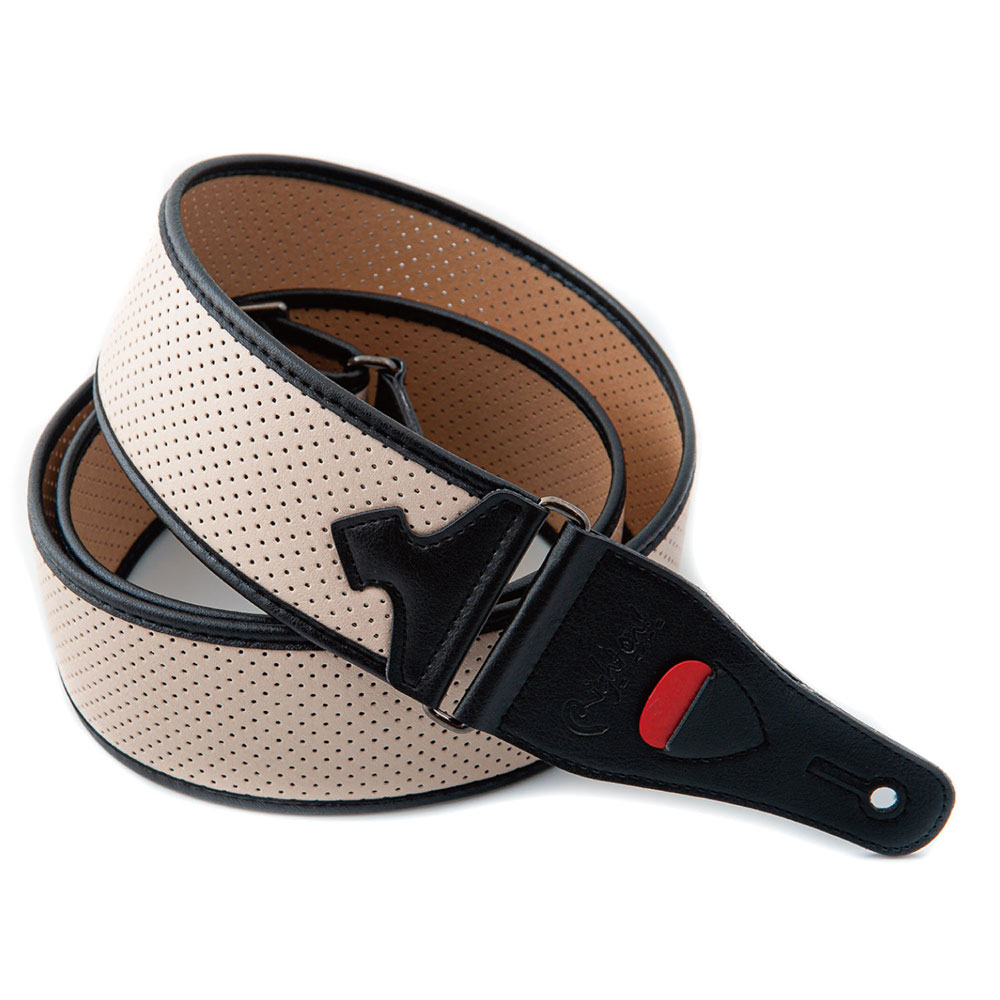 RightOn! STRAPS MONTE-CARLO Vintage White ギター・ベース用ストラップ ライトンオン 巻いた画像