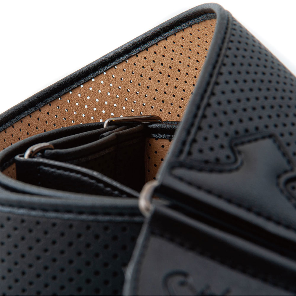 RightOn! STRAPS MONTE-CARLO Black ギター・ベース用ストラップ ライトンオン 素材 パンチング加工された合皮