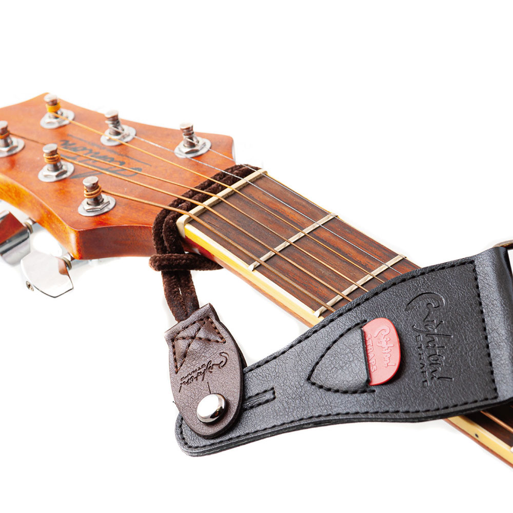 RightOn! STRAPS NECK STRAPLINK PRO Brown ストラップアダプター ヘッドストックに巻き付けストラップに取り付けた画像