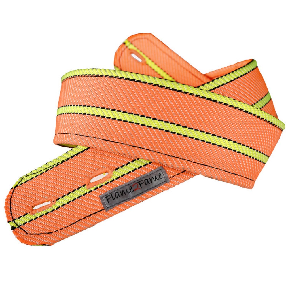 Flame2Fame Orange Neon Double Strap ギターストラップ