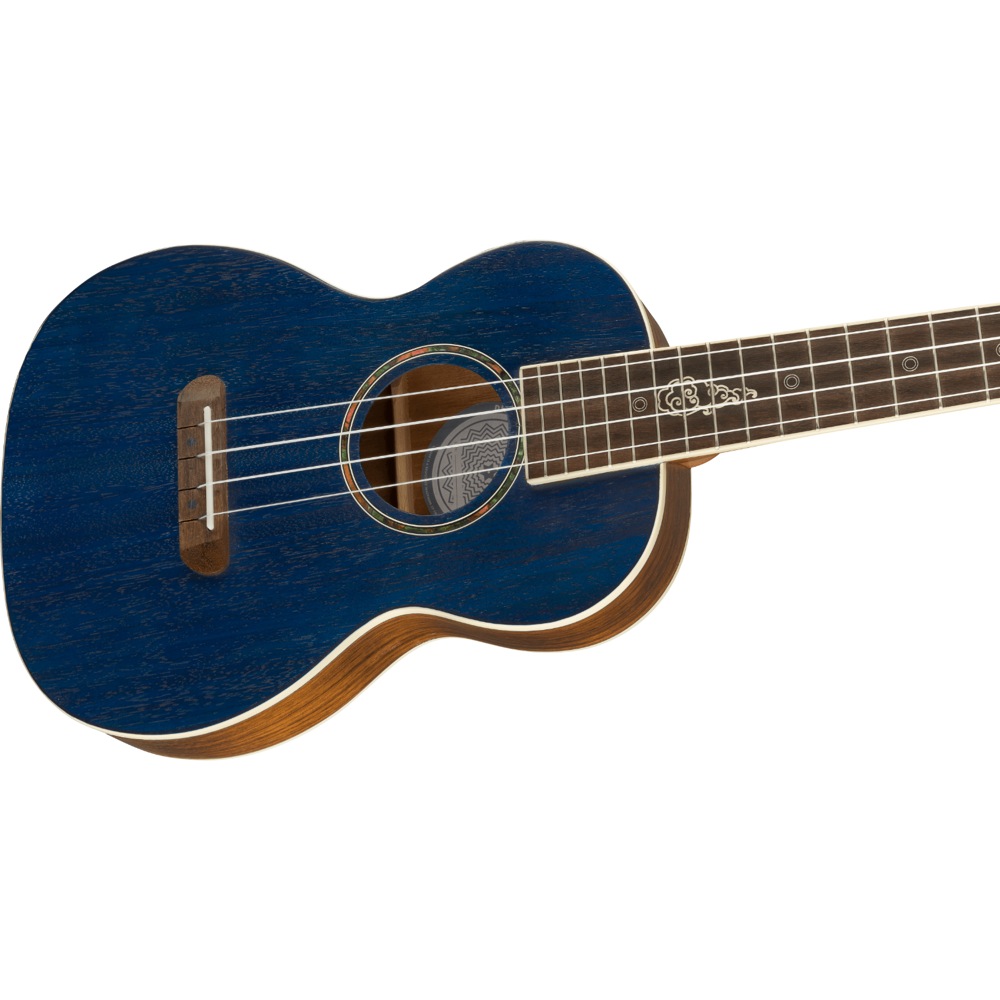 Fender Dhani Harrison Uke SPHR BLUE WN テナーウクレレ ボディアップ画像