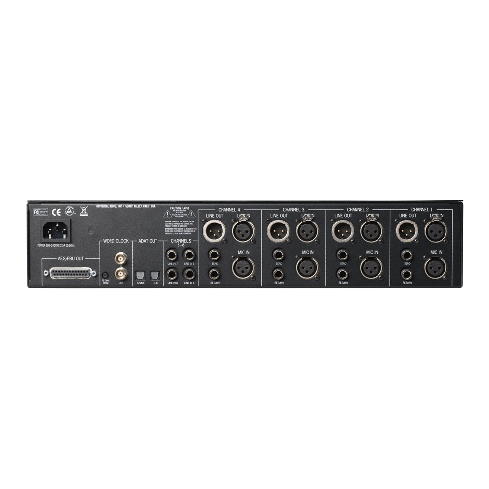 Universal Audio 4-710d Four-Channel Tone-Blending Mic Preamp マイクプリアンプ 背面入出力パネルの画像