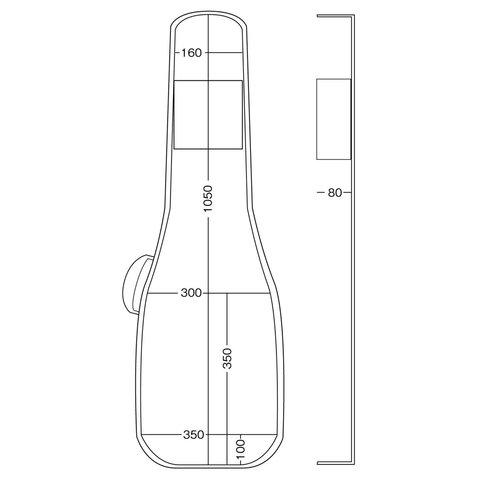 KIKUTANI GVB-60E エレキギター用ギグバッグ 寸法図