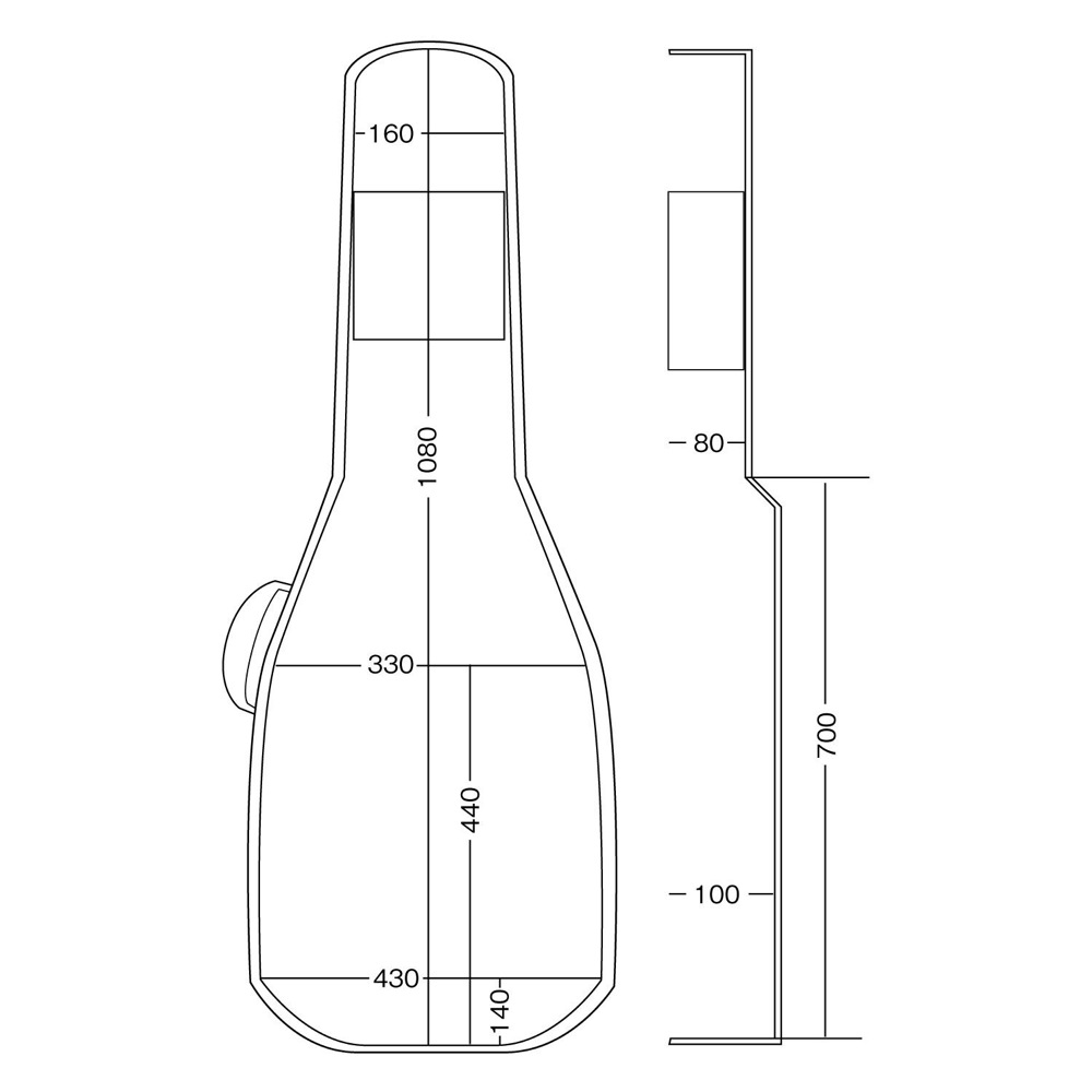 KIKUTANI GVB-60SA セミアコギター用ギグバッグ 寸法図