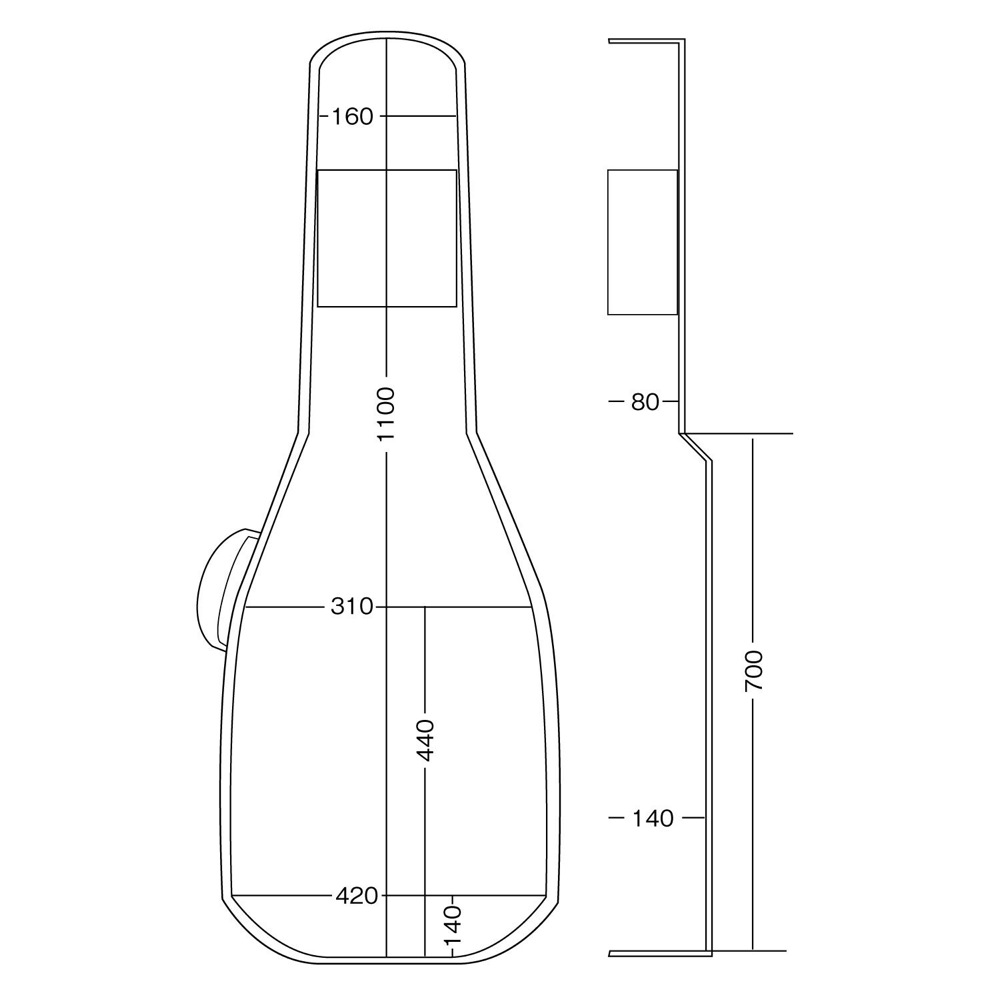KIKUTANI GVB-60W アコースティックギター用ギグバッグ 寸法図