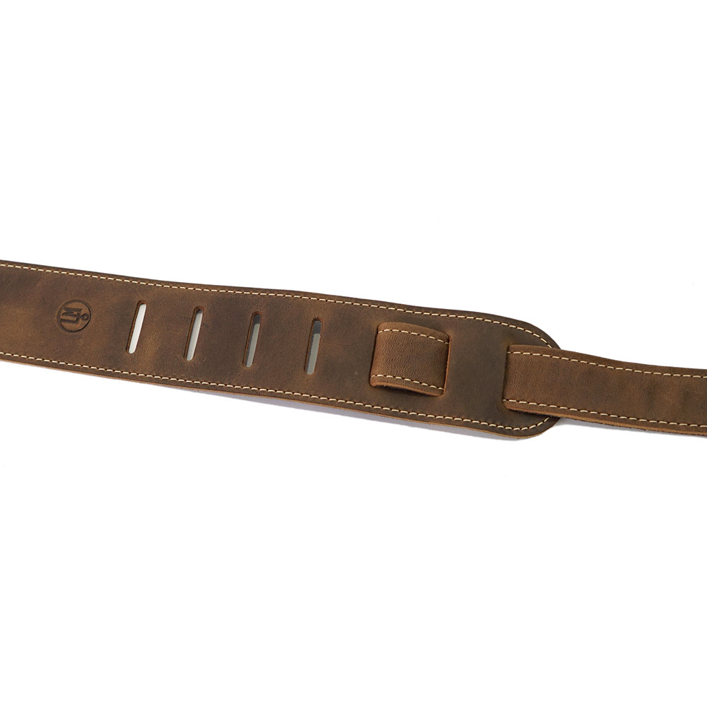 LM Products LS-2304W Dakota Tan Rustic Leather ギターストラップ 長さ調整部アップ画像