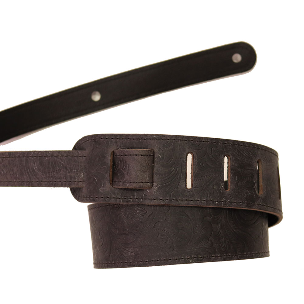 LM Products LS-2304T Slate Tooled Leather ギターストラップ 模様のアップ画像