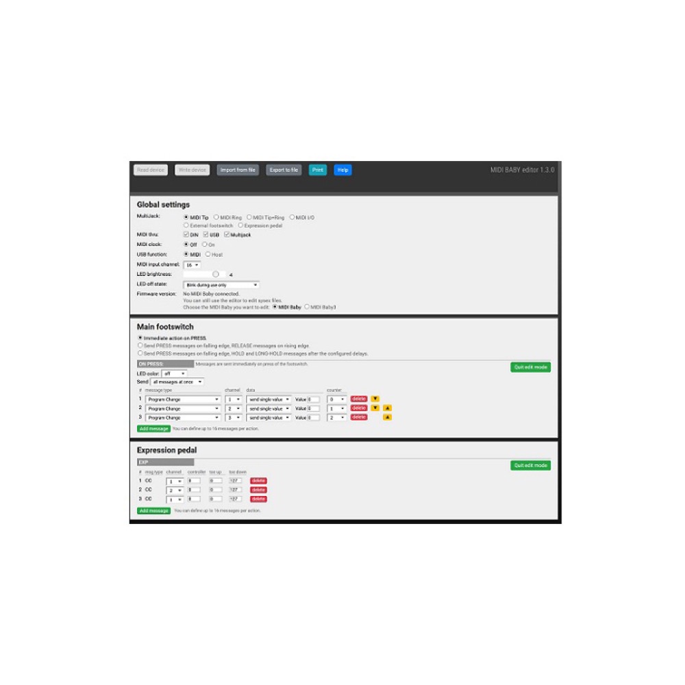 DISASTER AREA DESIGNS MIDI Baby3 MIDIコントローラー エディター・ソフトウェアの画像