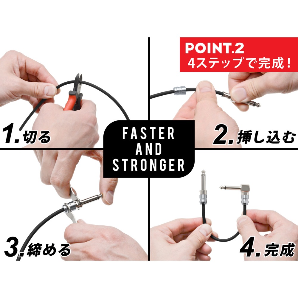 NEO by OYAIDE Elec L6S6+ ソルダーレスケーブルキット ケーブル3.0m S型L型プラグ各6個 スパナ2個 リサイクルスティック 製品特長の画像