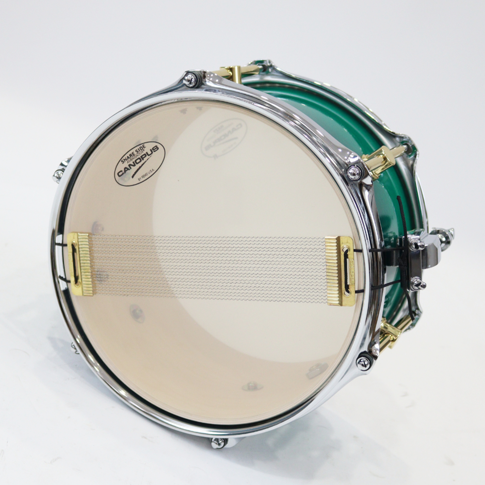 CANOPUS M-1060 The Maple Emerald Fade LQ グロス ラッカーフィニッシュ スネアドラム スネアサイド部画像