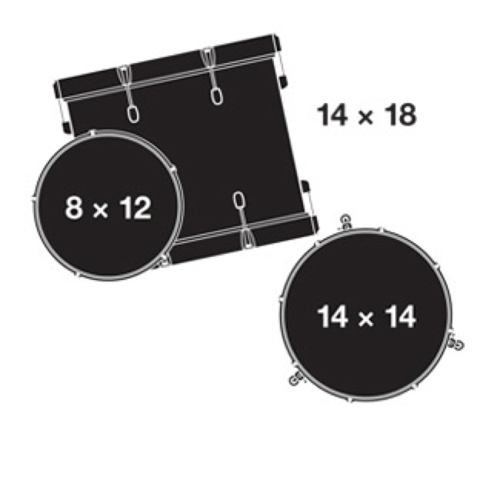 GRETSCH CT1-J483-PB Piano Black グロスラッカー ドラムセット 3点シェルキット サイズ詳細の画像