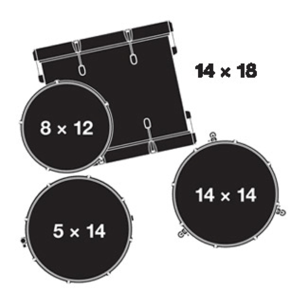 GRETSCH CT1-J484-SWG Satin Walnut Glaze サテンラッカー ドラムセット スネア付き 4点シェルキット サイズ詳細の画像