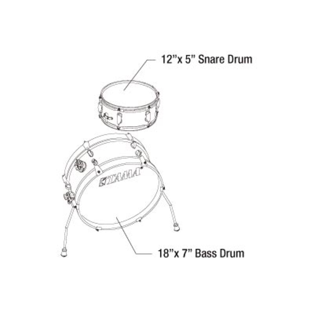 TAMA LJK28S-CCM Club-Jam Mini ドラムセット 2点シェルキット セット内容の説明