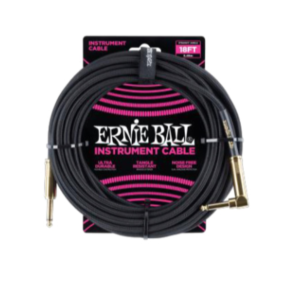 ERNIE BALL P06086 18’ INSTRUMENT CABLE STRAIGHT/ANGLE BLACK ギターケーブル