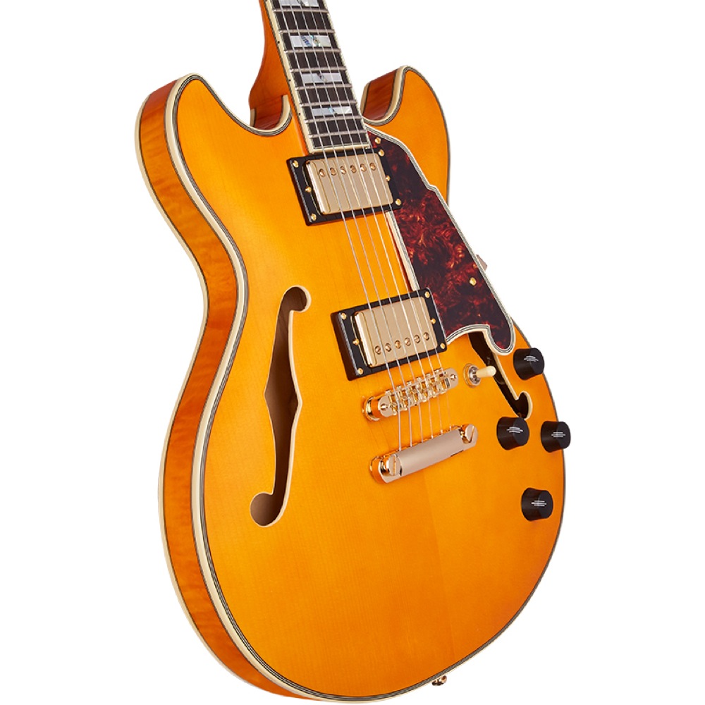 D’Angelico Excel Mini DC Vintage Natural エレキギター ボディ斜めアングル画像